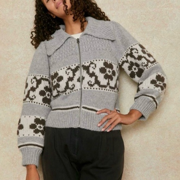 Christy Dawn Sweaters - Christy Dawn Dylan alpaca floral zip up cardigan